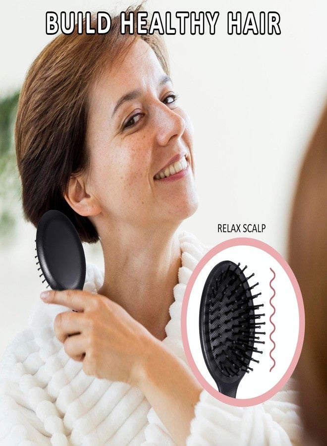 مجموعة من 20 فرشاة صغيرة للشعر المبلل، فرشاة شعر محمولة للسفر بشعيرات من النايلون وشعيرات الخنزير الطبيعي، فرشاة فك تشابك الشعر، فرشاة صغيرة بوسادة هوائية، فرشاة شعر جيبية، فرشاة تدليك فروة الرأس للنساء - أسود - Image 5